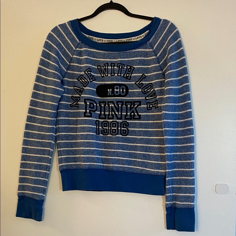 PINK Victoria's Secret Blue and White Striped Sweater